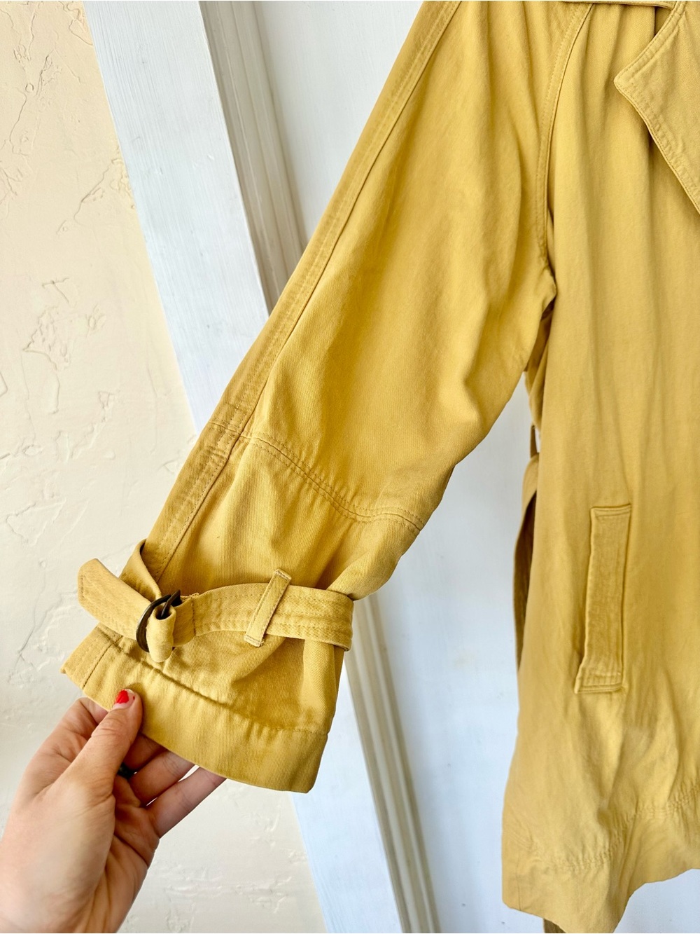 The Great 100 Cotton Marigold Yellow Belted Oversized Trench Coat S - Picture 7 of 8
